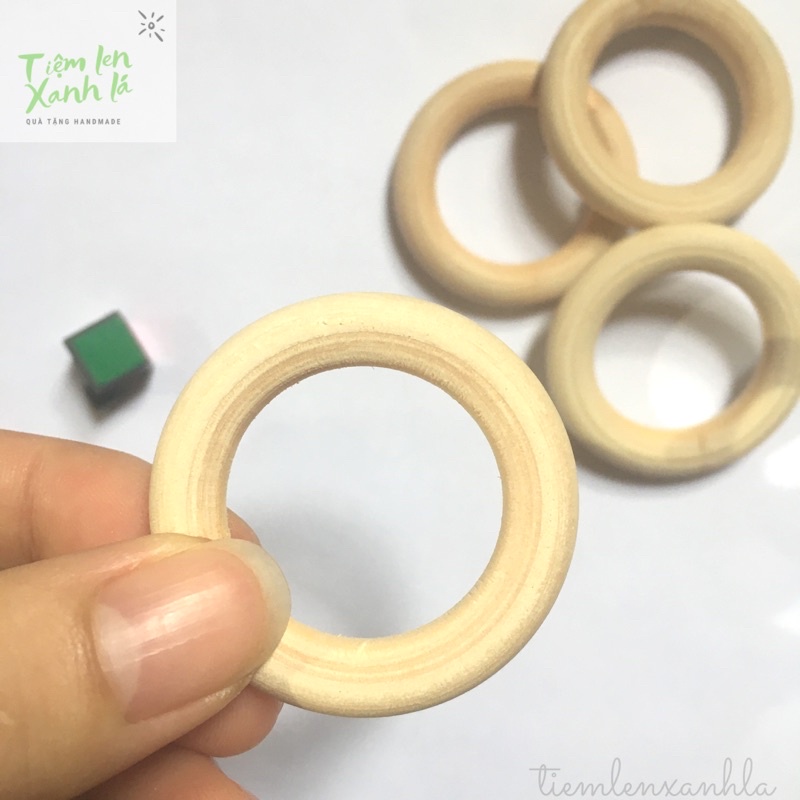 Set 60 khoen gỗ tròn size 2-5.5mm màu mộc làm đồ handmde