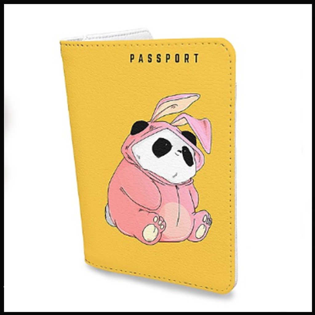 Bao Da Hộ Chiếu Bằng Da PU Cao Cấp Chất Đẹp Có Ngăn Đựng Thẻ Hình CUTE PANDA