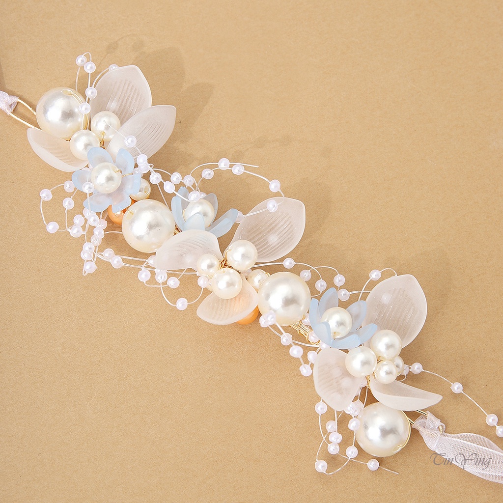 GETNOIVAS Vòng Hoa Đeo Cổ Tay Cô Dâu Đính Hạt Ngọc Trai