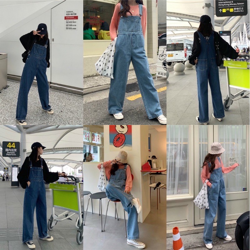 [ORDER] Quần Jeans Yếm Jeans ống rộng Hàn Quốc- Ulzzang Y1