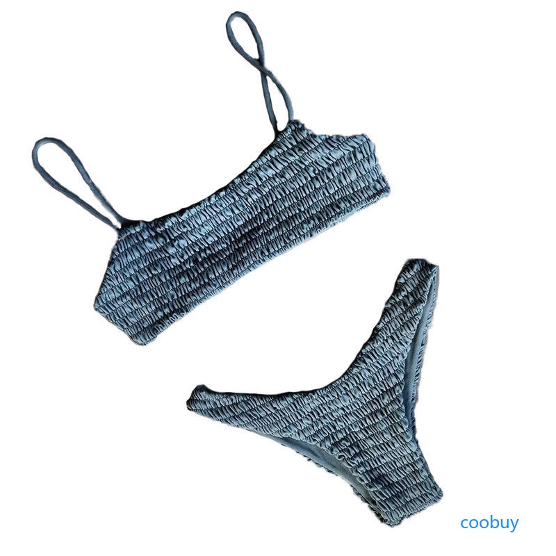 Set bikini kiểu vải nhún màu trơn gợi cảm cho nữ | BigBuy360 - bigbuy360.vn