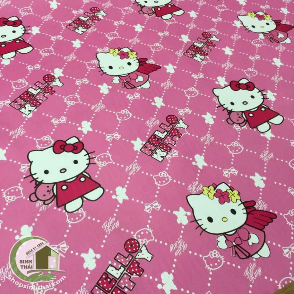 Giấy dán tường hello kitty màu hồng cánh sen, khổ 90cm có sẵn keo