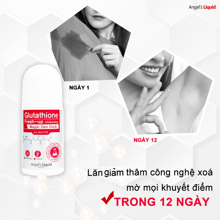 Lăn Nách Ngăn Mùi, Giảm Thâm, Làm Trắng Vùng Nách Angel’s Liquid Glutathione Fresh-Up Whitening Magic Deo Stick 60ml