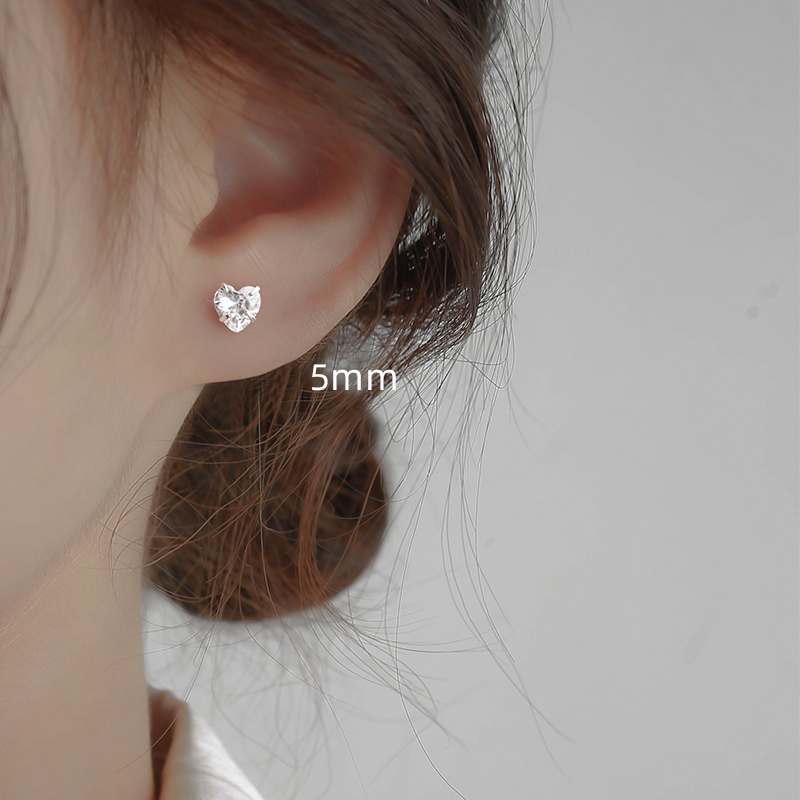 Khuyên tai bạc nụ đá trái tim Bông tai bạc nữ  Silver