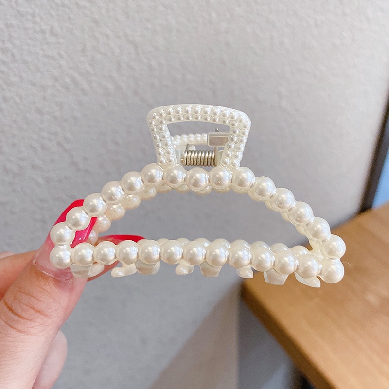 Kẹp bấu tóc nhiều kiểu dáng đính ngọc trai nhân tạo xinh xắn phong cách Hàn Quốc 8cm