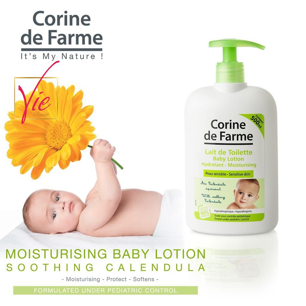 Sữa dưỡng thể cho bé CORINE DE FARME BABY LOTION dưỡng ẩm an toàn cho bé yêu - 500ml