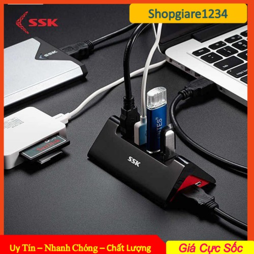 Hub chia 4 cổng USB 3.0 SSK SHU-835 . Chính Hãng 100% - Hỗ Trợ Chức Năng Như Hub Sạc (Đen)