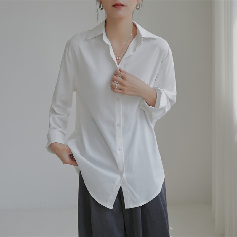 Áo sơ mi nữ form rộng oversize chất vải voan mỏng màu pastel CRA036