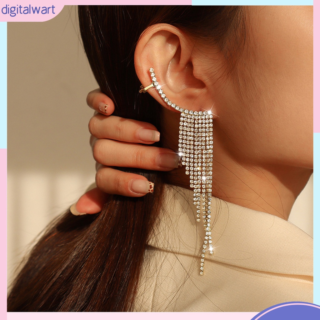 1 Đôi Bông Tai Dáng Dài Đính Đá Lấp Lánh Thời Trang Dự Tiệc