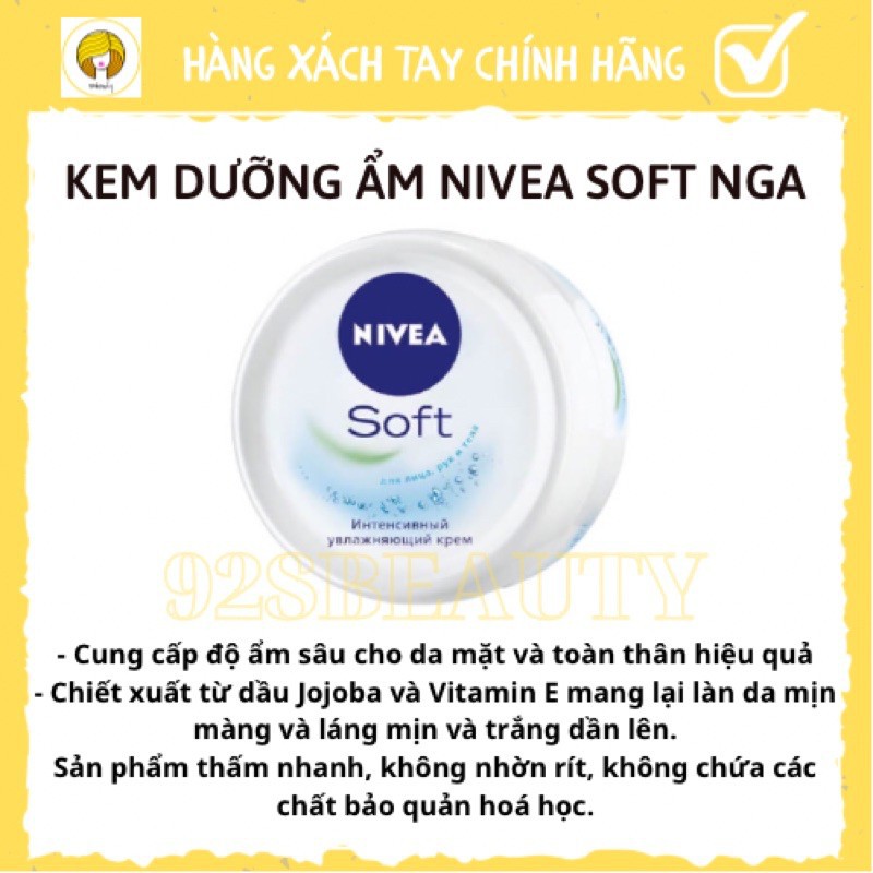 [Xả Hàng ] Dưỡng ẩm Nivea Soft Nga chính hãng ( hàng đủ bill)