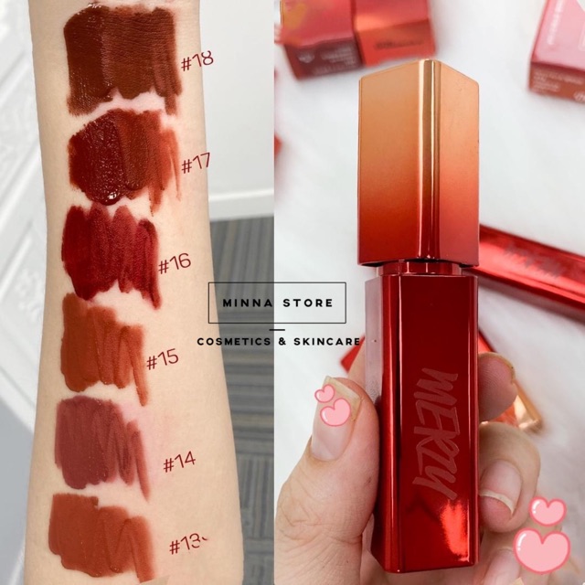 [Màu V13-V18]SON KEM MERZY VELVET TINT SEASON 3 VỎ ĐỎ