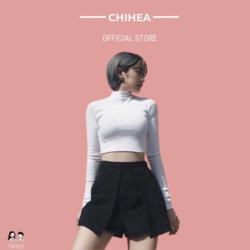 Áo Croptop CHIHEA Cổ Lọ Tay Dài - Vải Mát Không Nóng Thích Hợp Thời Tiết Miền Nam