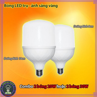 Combo 2 bóng đèn LED trụ ánh sáng vàng 20W / 30W - mẫu mới nhất 2021 (nhiệt độ màu 3000K - bảo hành 12 tháng)