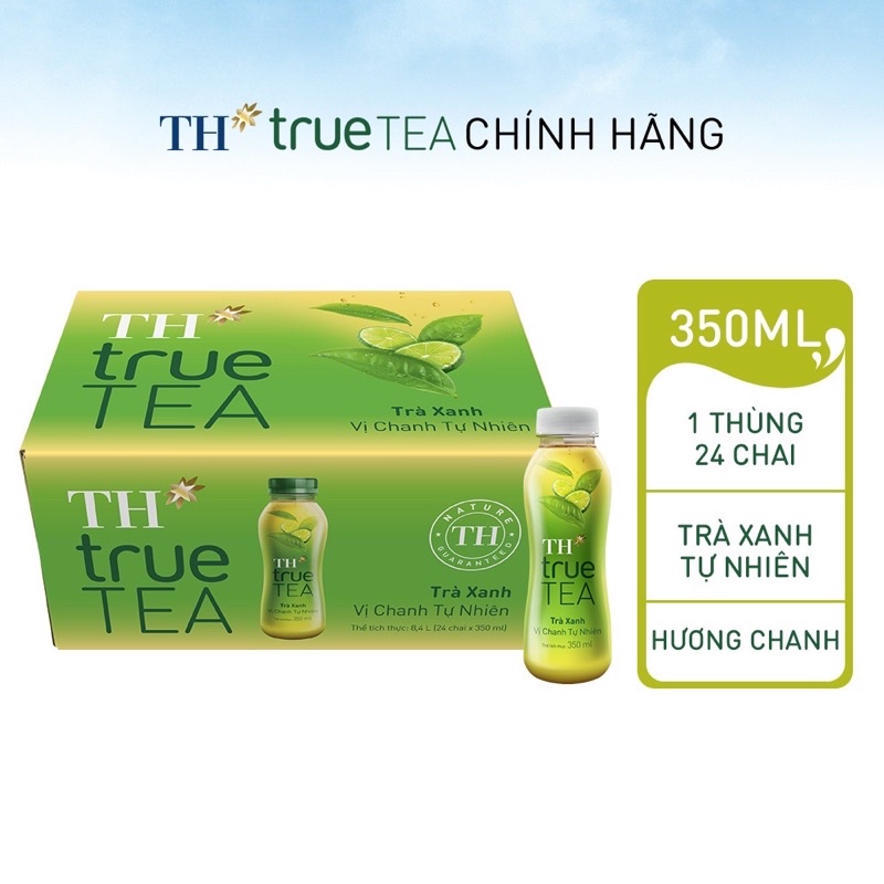 Thùng 24 chai TH true TEA Trà Xanh Vị Chanh tự nhiên chai 350ml