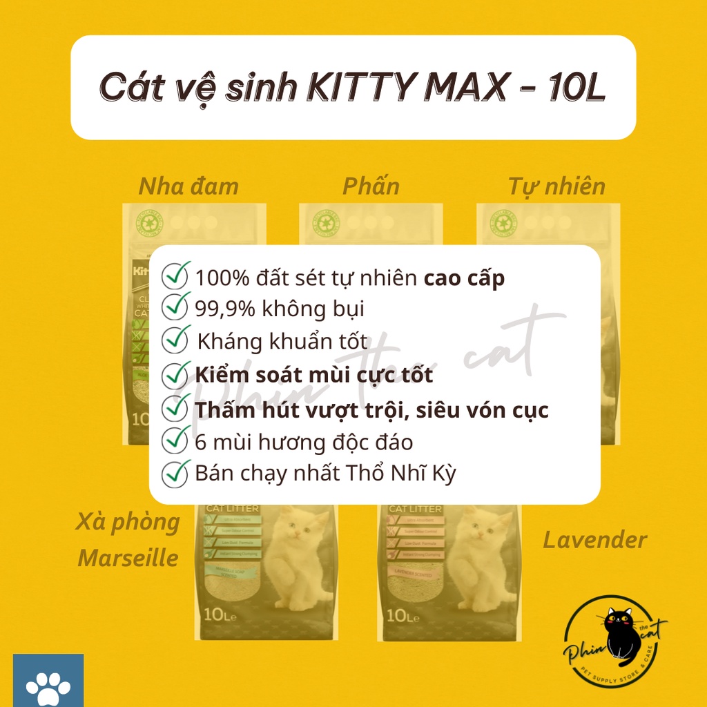 [Tân Phú] Cát vệ sinh KITTY MAX cho mèo - 10L - Best seller tại Thổ Nhĩ Kỳ - Ship hỏa tốc | phinthecat