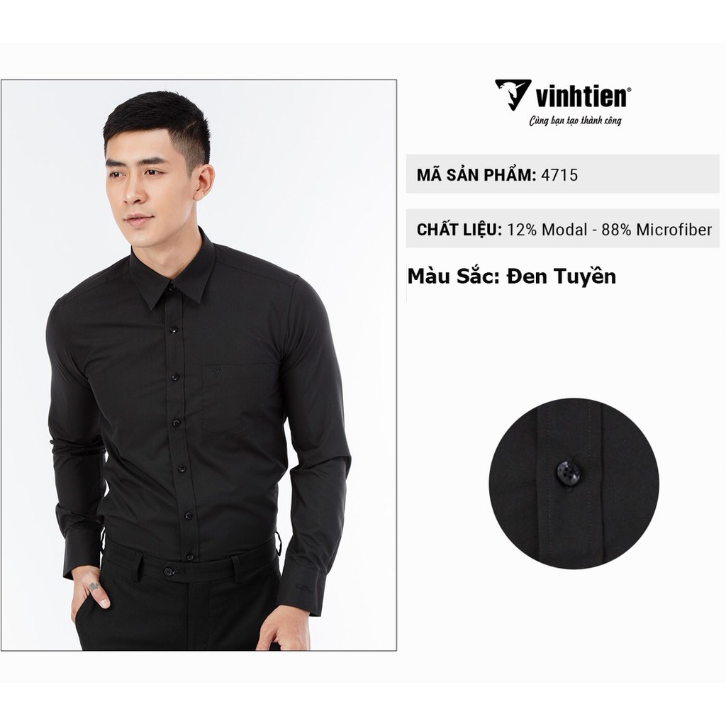 Áo sơ mi dài tay 290 VĨNH TIẾN dáng slimfit Xanh đen