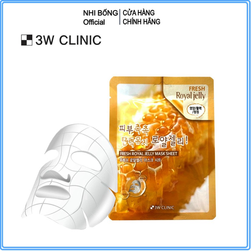 Mặt Nạ Ong - Mặt nạ giấy dưỡng da chiết xuất từ sữa ong chúa 3W Clinic Hàn Quốc  23ml