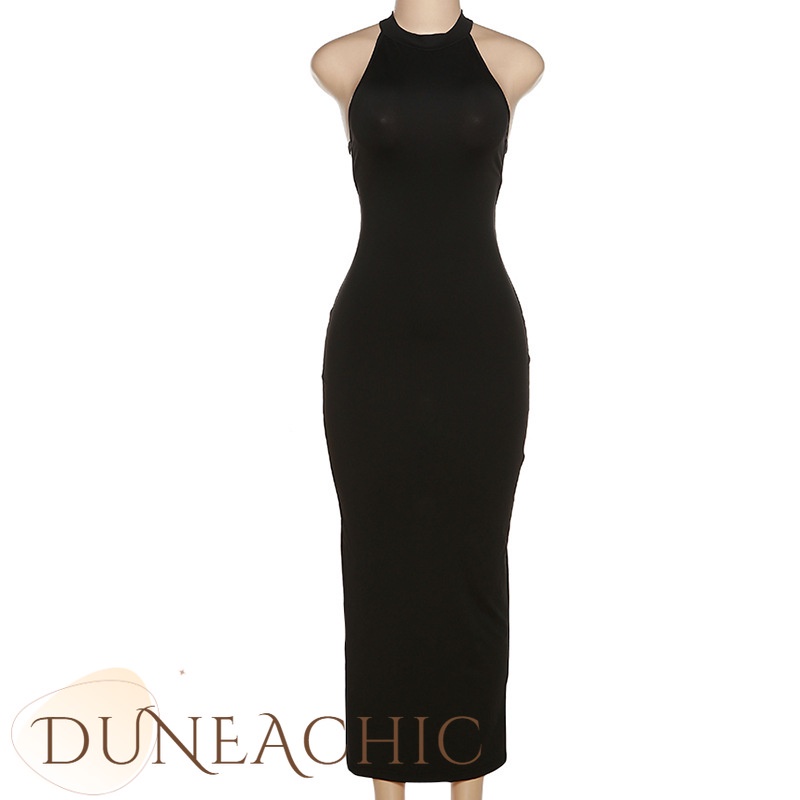 DUNEA Đầm maxi xẻ tà hở lưng gợi cảm dành cho nữ