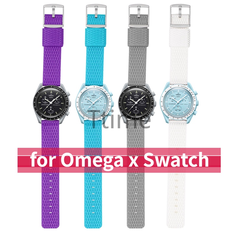Dây Đeo Nylon 20mm Tháo Lắp Nhanh Họa Tiết Kẻ Ô Mặt Nhám Cho Omega Joint SWATCH Planet