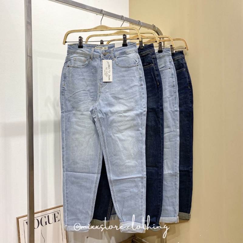 Quần Jean Nữ Baggy Lưng Cao chất jean dày dặn co giãn thoải mái phom dài mặc che đùi tốt phong cách sành điệu