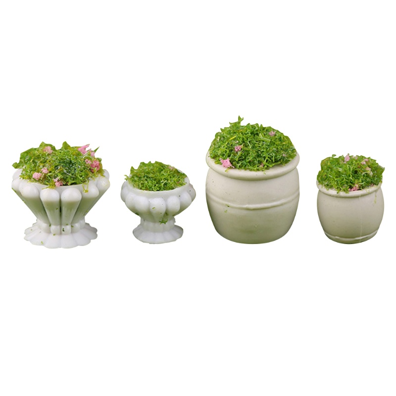 Bộ 4 Mô Hình Chậu Cây Dùng Trang Trí Sân Vườn