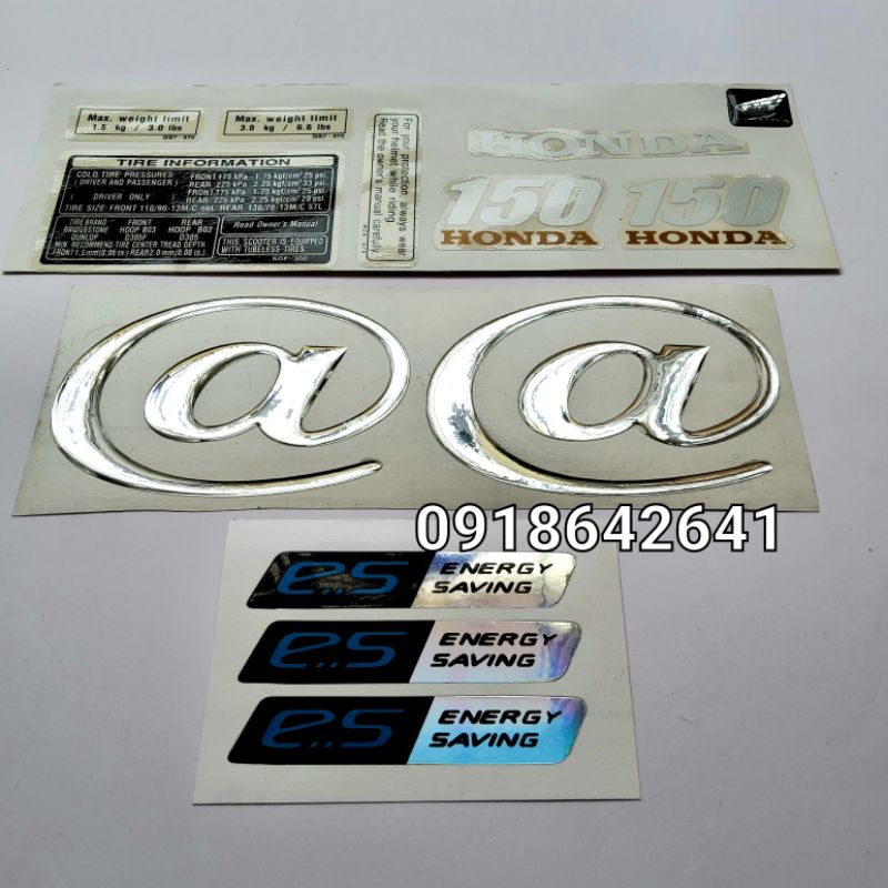 Bộ tem chữ Honda @ đi kèm thông số như zin