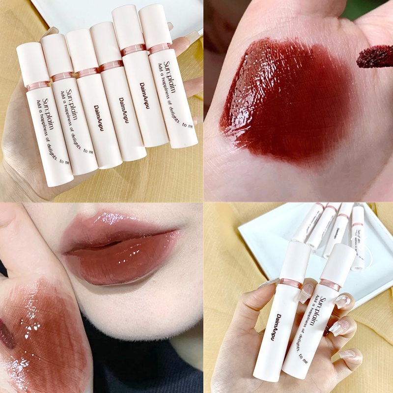 Son Kem Hiệu ứng gương DAIMANPU Gương Dưỡng Ẩm Mềm Mịn Không Thấm Nước Lâu Trôi