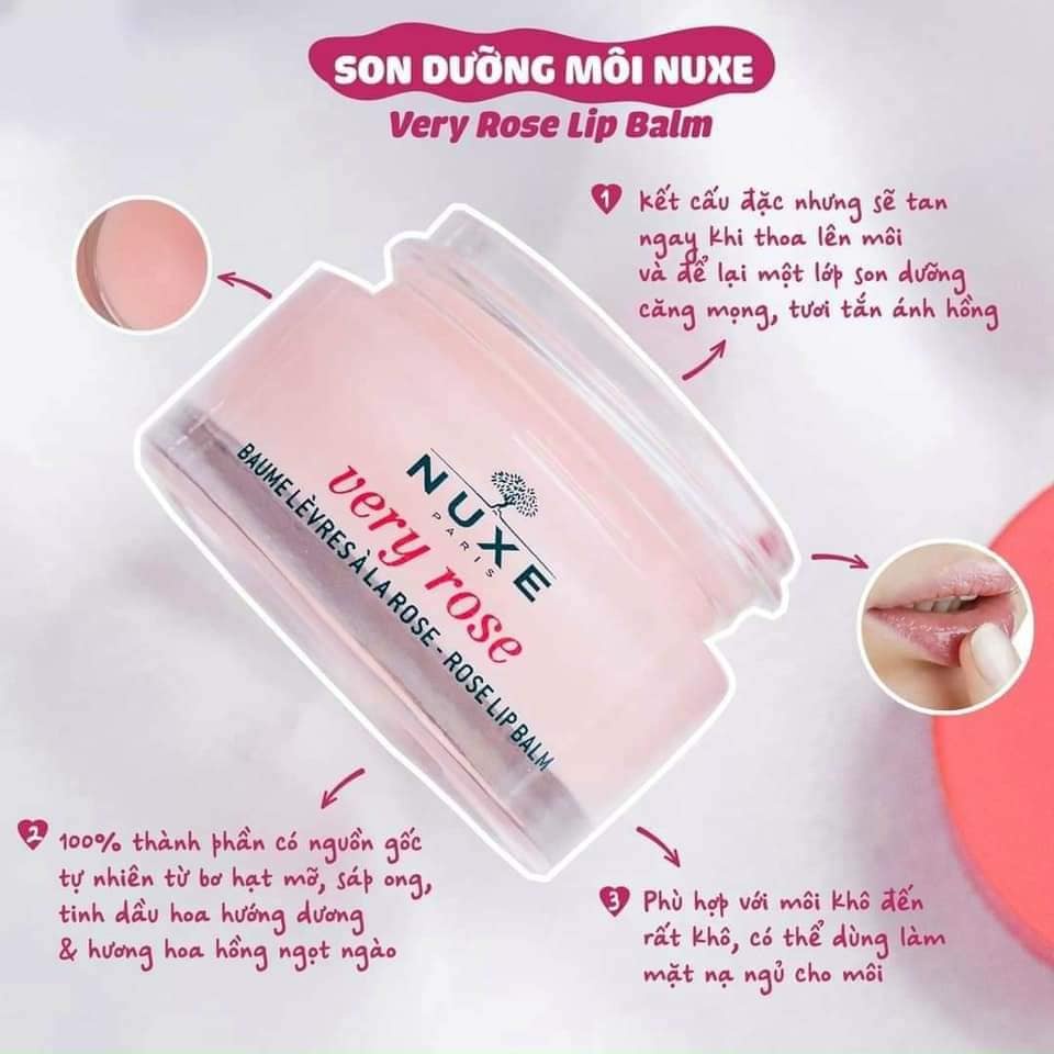 (Chuẩn Pháp-Bản giới hạn) Sáp dưỡng môi NUXE Very Rose Lip Balm