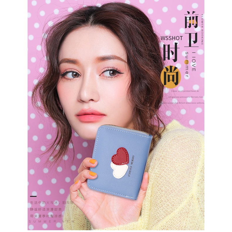 Ví Ngắn Nữ FOREVER LOVELY Mini Đôi Tim Thời Trang Cầm Tay Hot Trend