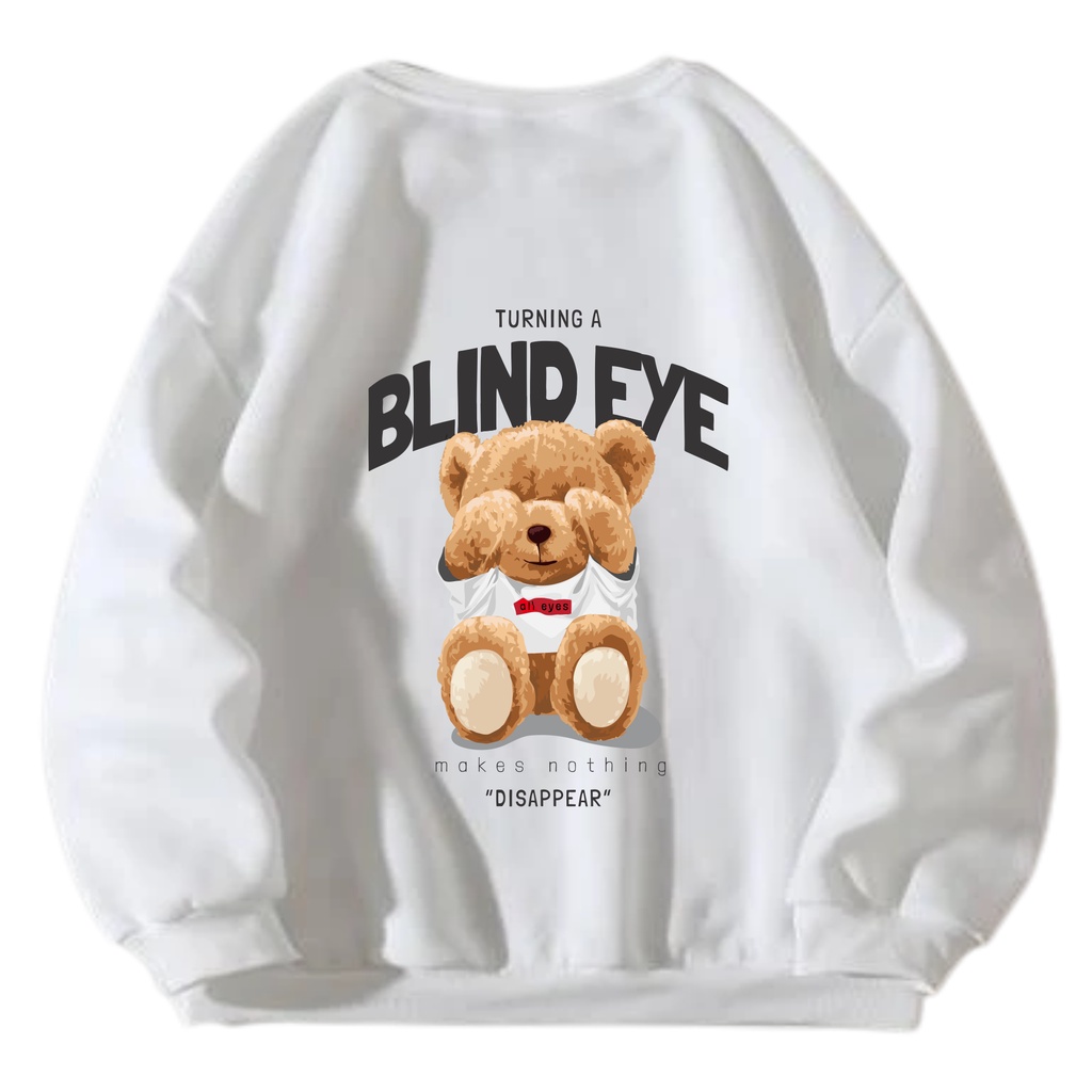 Blesscollection. Áo Sweater Lông Cừu Dày Dặn Cổ Tròn In Hình Đôi Mắt Mù Thời Trang Cho Nam Và Nữ