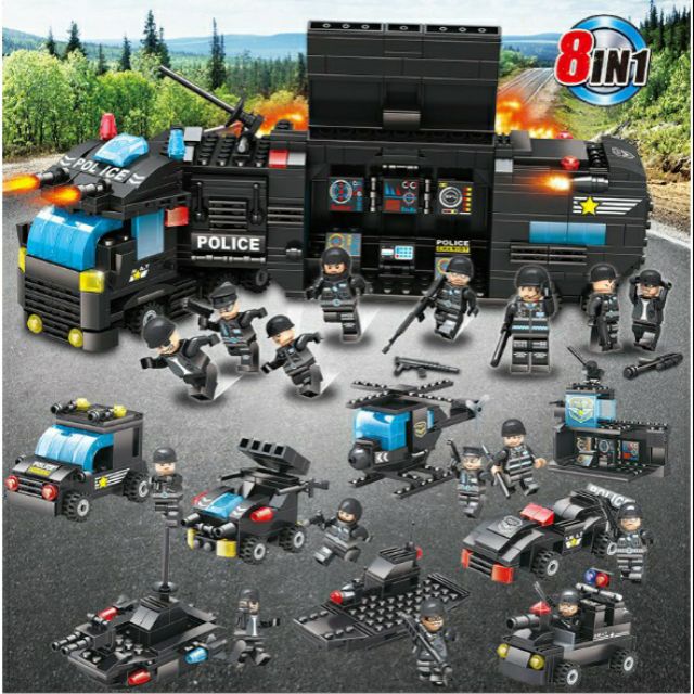Bộ lắp ráp lego Swat biến đổi 25 mô hình cảnh sát đặc nhiệm