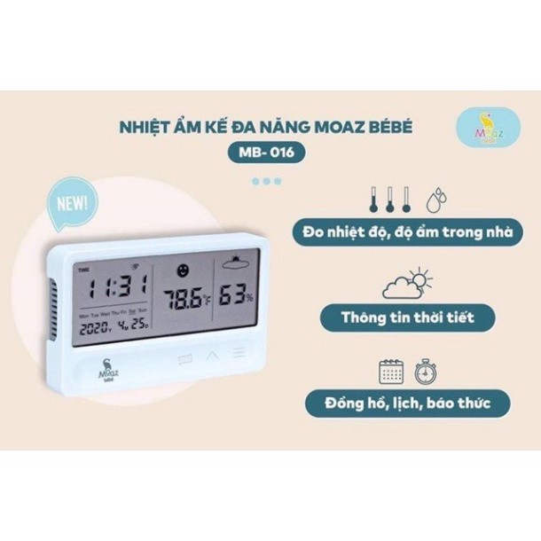 Nhiệt kế đo độ ẩm Moazbebe MB016