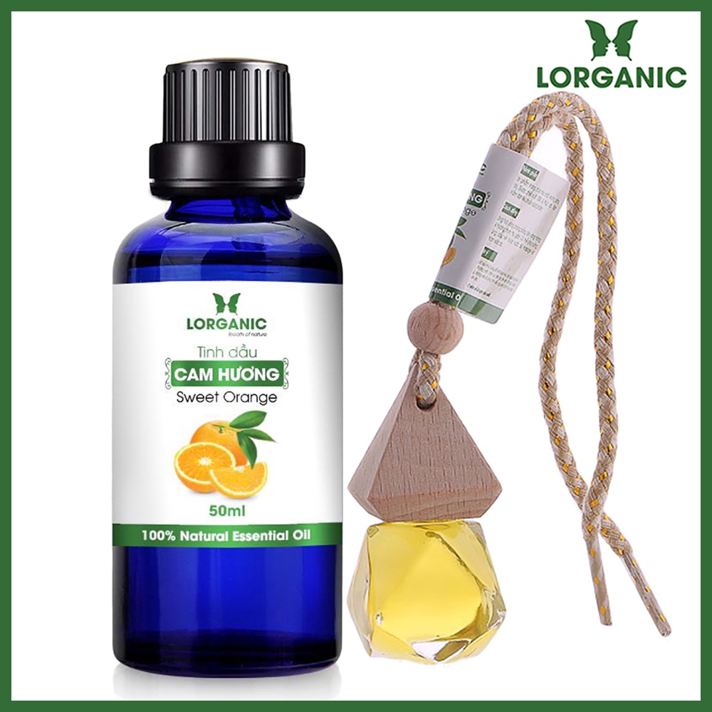 Combo tinh dầu cam hương Lorganic (50ml) +tinh dầu cam hương Lorganic treo xe hơi, tủ áo (10ml)