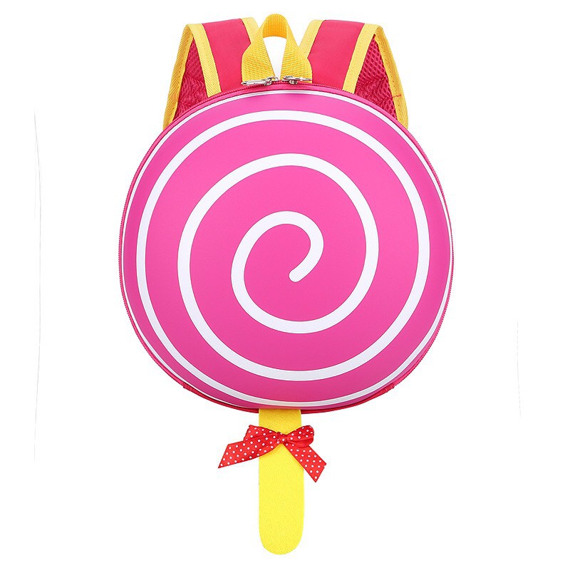 Balo mẫu giáo cho bé trai bé gái hình kẹo mút lốc xoáy siêu ngộ nghĩnh E285