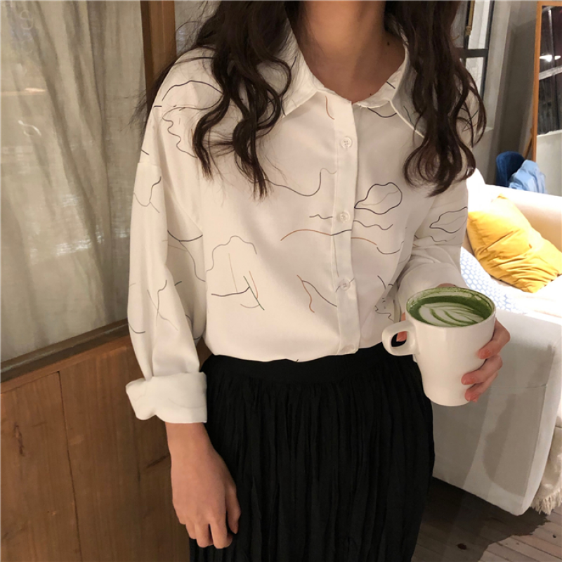 Áo Sơ Mi Dài Tay Cổ Bẻ Dáng Rộng Thời Trang Phong Cách Hàn Quốc | BigBuy360 - bigbuy360.vn