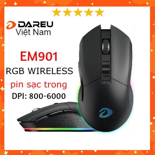 Chuột không dây Gaming Dareu EM901 Black - Wireless (pin sạc trong) | BigBuy360 - bigbuy360.vn