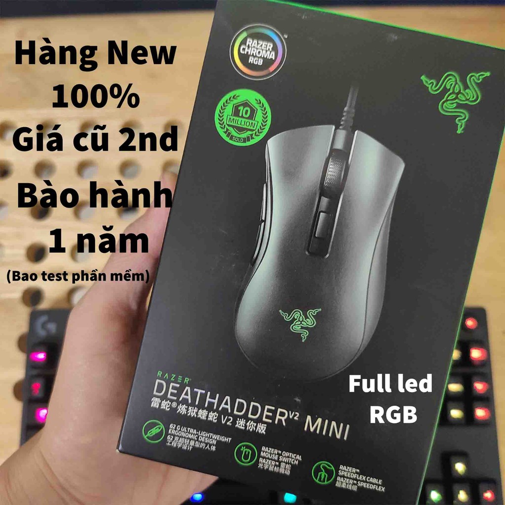 CHÍNH HÃNG- Chuột có dây gaming razer deathadder mini v2 có led RGB fullbox cực chất hơn cả Logitech g102 và fullen