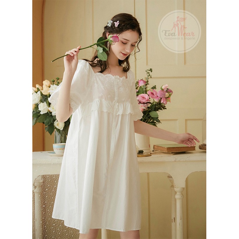Váy ngủ chất cotton dáng lửng xinh xắn