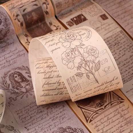 Cuộn Băng Keo Giấy Washi Họa Tiết Bảng Chữ Cái Phong Cách Vintage Trang Trí Sổ Tay/ Đồ Thủ Công Diy