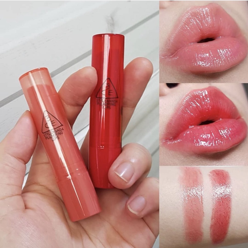 Son Dưỡng Có Màu 3ce Plumping Lips 2.2g [Coral- Rosy- Red- Pink- Clear]