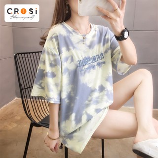 Áo phông nữ dáng rộng kiểu Hàn Quốc 2021 màu loang trẻ trung cá tính