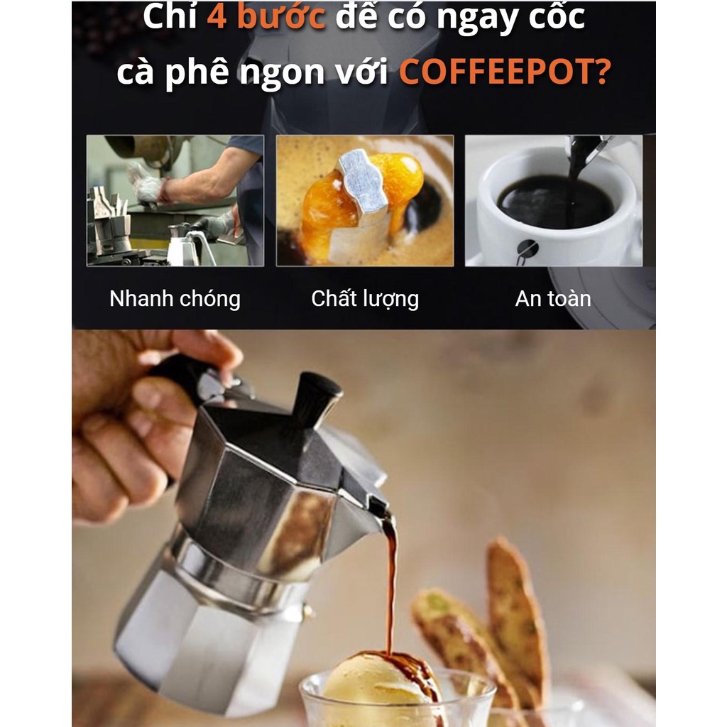 Bộ Ấm, Bình, Máy Pha Cafe Kèm Bếp Điện Mini Đa Năng - Phin Pha Cà Phê Moka Pot 300ml