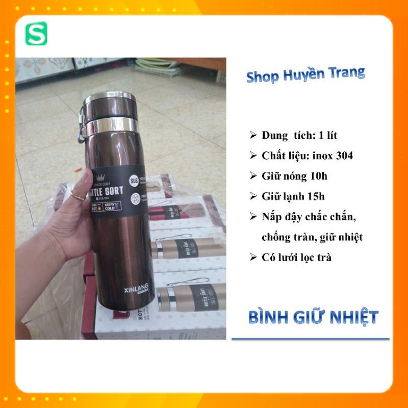 (Giữ nhiệt đến 12h) BÌNH GIỮ NHIỆT INOX 304, cấu trúc 2 lớp, dung tích 1000ml