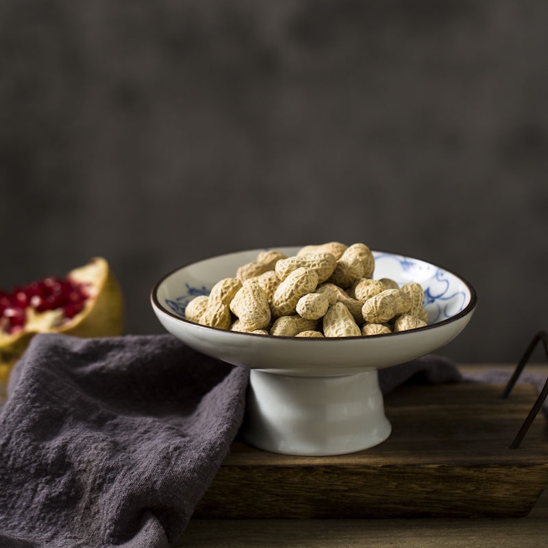 Đĩa trái cây cao Phong cách Trung Quốc sáng tạo hiện đại phòng khách hộ gia đình cổ điển gốm sứ phục vụ Đĩa trái cây khô