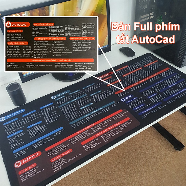 Lót chuột phím tắt Office Photoshop Autocad Việt hóa cho dân văn phòng, kỹ thuật