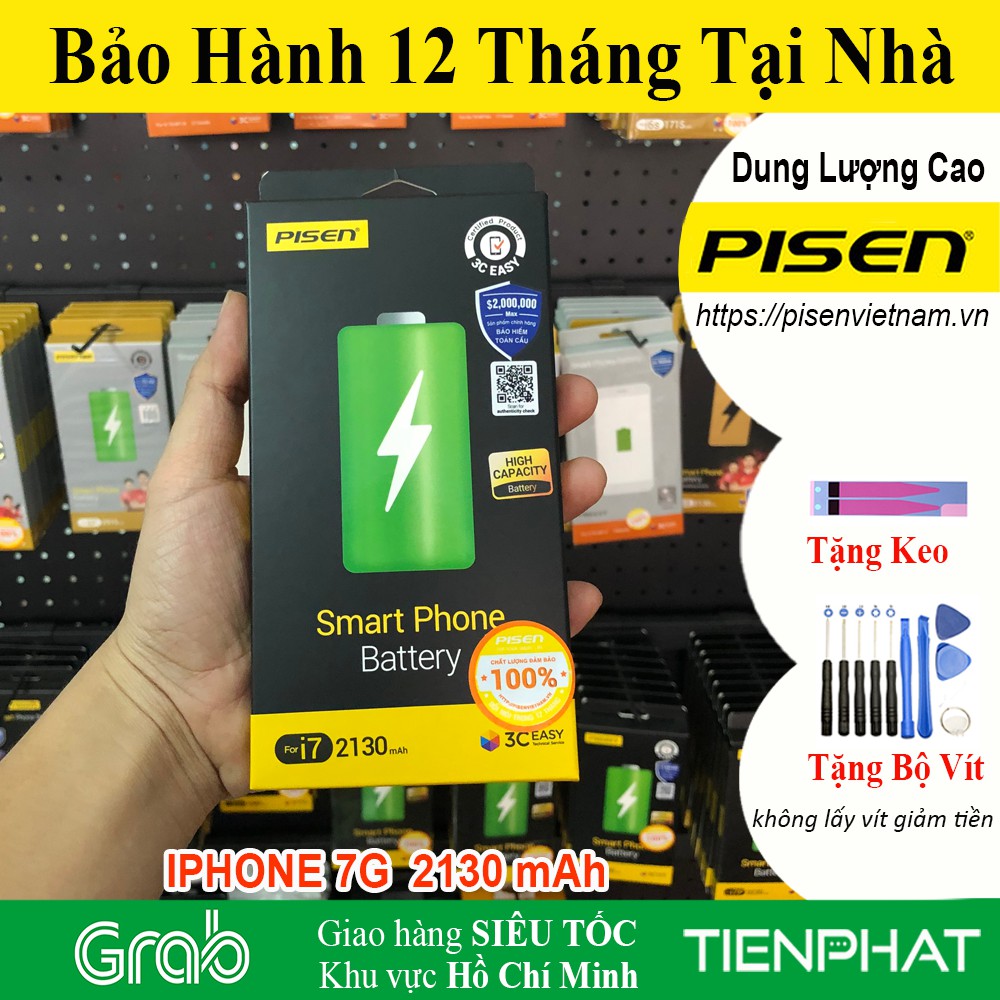 Pin iPhone 7 - Dung Lượng Cao 21300 mAh - Chính hãng Pisen