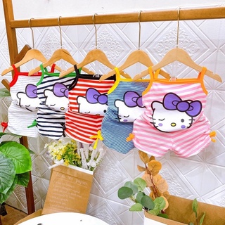 Bộ thun cotton 2 dây in hình kitty cho bé gái 7-17kg