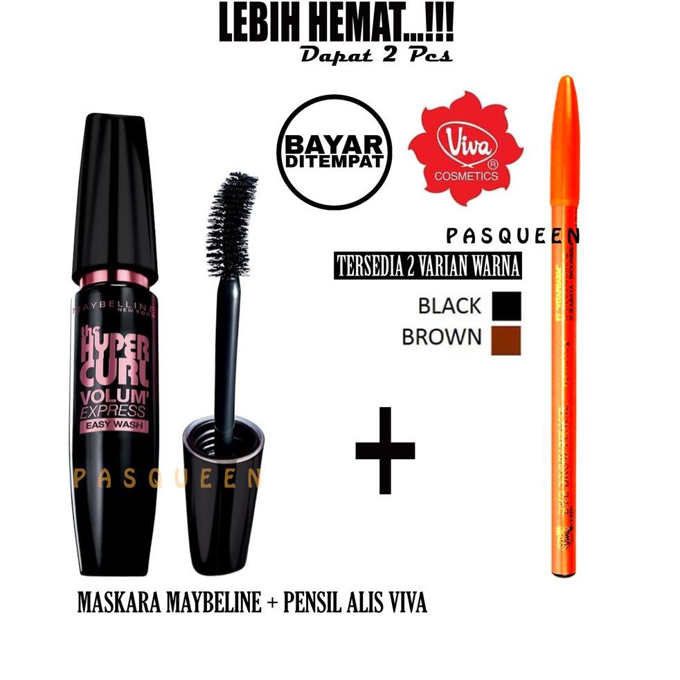 (hàng Mới Về) Mascara Maybeline 2 Trong 1 + Bút Kẻ Lông Mày Viva Brown / Hitamcooden9w7