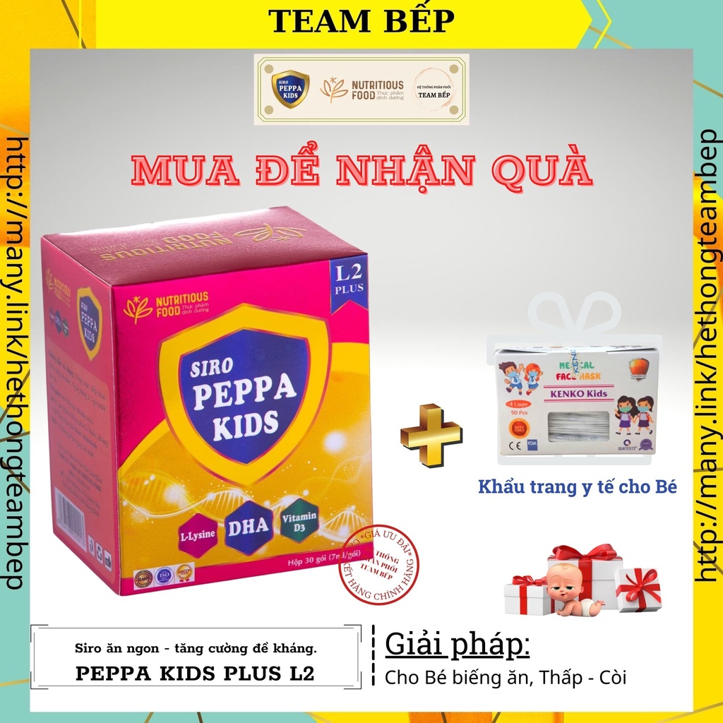 Siro ăn ngon Peppa Kids Plus L2 - Giải pháp biếng ăn cho Bé - Tăng cường đề kháng, bổ sung Vitamin cho bé - Mã: BEP002