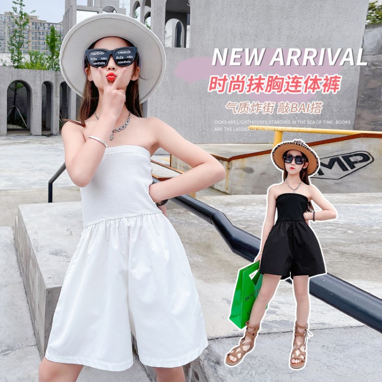 Bộ Áo Liền Quần Hở Vai Phong Cách Hàn Quốc Thời Trang Mùa Hè Cho Bé Gái 4-5 Tuổi 6 Tuổi 7 Tuổi 8 9 Tuổi